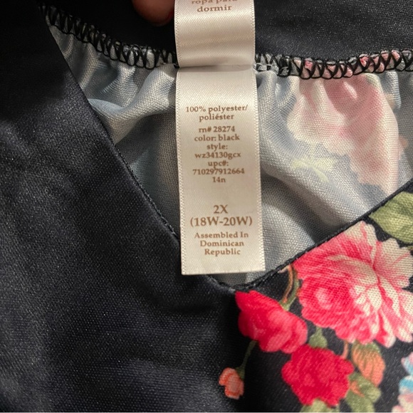 Vintage White Stag Navy Blue Floral Dress/MuuMuu Size 2X 18W-20W - Picture 7 of 8